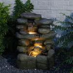4-Tier Rock Water Fountain with LED Lights
