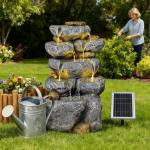 Solar-Powered 5-Tiered Cascading Water Fountain