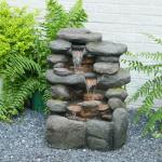 4-Tier Rock Water Fountain with LED Lights