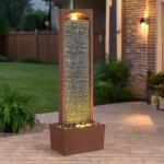 38.5" LED Outdoor Waterfall Fountain with Pebbles