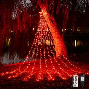 LED Waterfall Christmas Lights with Star Topper