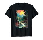 Nature Scene Waterfall Woods Outdoor T-Shirt