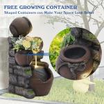 4-Tier Outdoor Rock Water Fountain with LED Lights