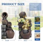 4-Tier Outdoor Rock Water Fountain with LED Lights