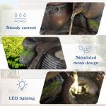 4-Tier Outdoor Rock Water Fountain with LED Lights