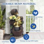 4-Tier Outdoor Rock Water Fountain with LED Lights