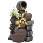 4-Tier Outdoor Rock Water Fountain with LED Lights