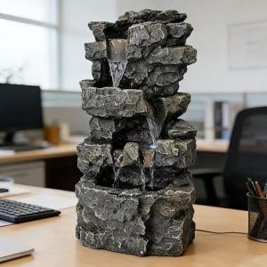 Tabletop Rock Waterfall Fountain with LED Lights