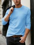 TACVASEN Men's Long Sleeve Cotton Tee - Waterfall Blue