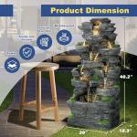 10-Tier Cascading Rock Water Fountain with LED Lights