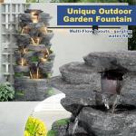 10-Tier Cascading Rock Water Fountain with LED Lights