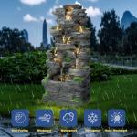 10-Tier Cascading Rock Water Fountain with LED Lights
