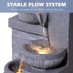 4-Tier Cascading Outdoor Water Fountain with Lights