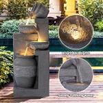 4-Tier Cascading Outdoor Water Fountain with Lights