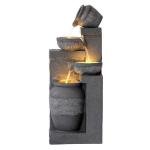4-Tier Cascading Outdoor Water Fountain with Lights