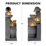 4-Tier Cascading Outdoor Water Fountain with Lights