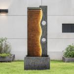 Modern Zen Faux Slate Water Fountain with LED Lights
