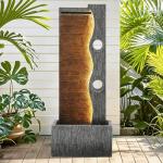 Modern Zen Faux Slate Water Fountain with LED Lights