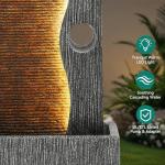 Modern Zen Faux Slate Water Fountain with LED Lights