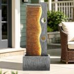 Modern Zen Faux Slate Water Fountain with LED Lights