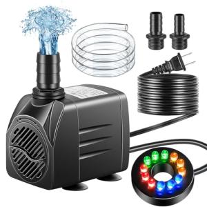 Small Submersible Fountain Pump with LED Light