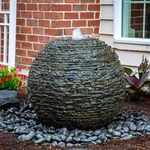 Medium Stacked Sphere Slate Gray Water Fountain Kit