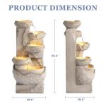 5-Tier Cascading Rock Water Fountain with LEDs
