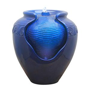 Royal Blue Outdoor Glazed Pot Water Fountain