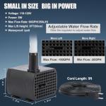 Quiet Mini Submersible Fountain Pump, 90GPH