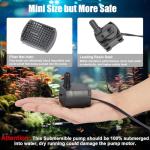 Quiet Mini Submersible Fountain Pump, 90GPH