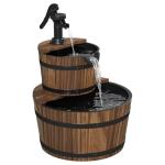 Rustic 2-Tier Wood Barrel Water Fountain