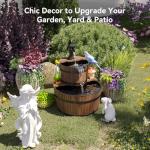 Rustic 2-Tier Wood Barrel Water Fountain
