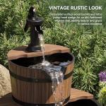 Rustic 2-Tier Wood Barrel Water Fountain