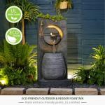 Modern Freestanding Waterfall Fountain with LED Lights