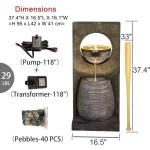 Modern Freestanding Waterfall Fountain with LED Lights