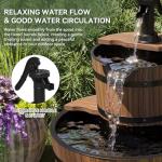 Rustic 2-Tier Wood Barrel Water Fountain