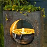 Modern Freestanding Waterfall Fountain with LED Lights