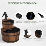 Rustic 2-Tier Wood Barrel Water Fountain