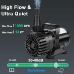 100W Pond Pump with Adjustable Outlet and Power Cord