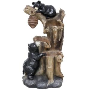 22.4" Outdoor 3-Tier Bear Water Fountain with Lights