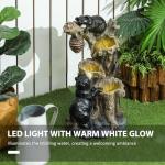 22.4" Outdoor 3-Tier Bear Water Fountain with Lights