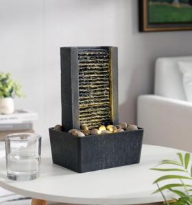 Indoor Meditation Fountain with LED Light and Cobbles