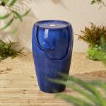 Blue Ceramic Vase Outdoor Water Fountain with LED Light