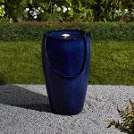 Blue Ceramic Vase Outdoor Water Fountain with LED Light