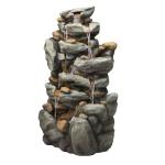 Alpine 8-Tier Rock Waterfall Fountain with Lights