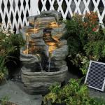 Solar 6-Tier Cascading Rock Water Fountain