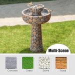 2-Tier Stone Outdoor Fountain with Birds