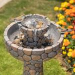 2-Tier Stone Outdoor Fountain with Birds