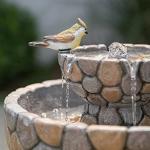 2-Tier Stone Outdoor Fountain with Birds