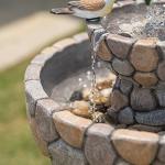 2-Tier Stone Outdoor Fountain with Birds